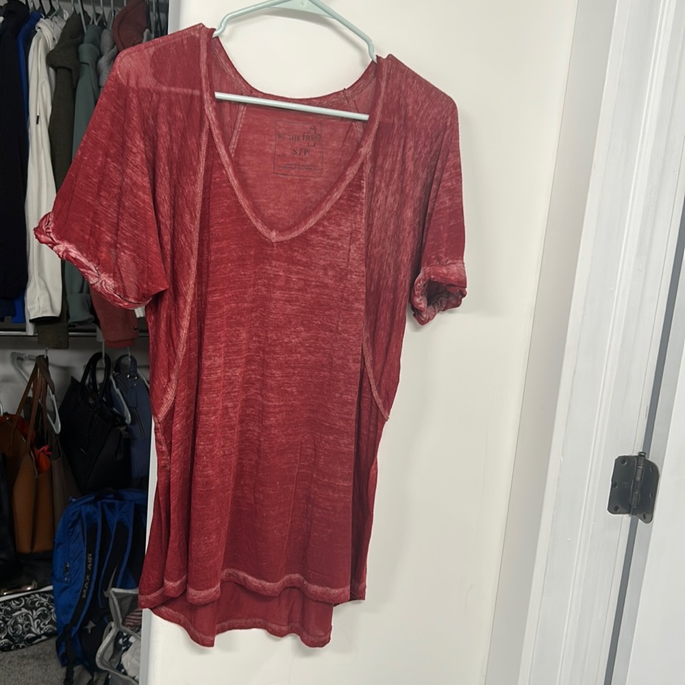 Free People burgundy short sleeve